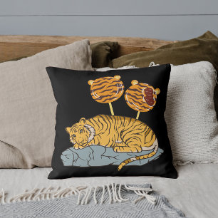 Grafisk Safari Djur Stor Katt Tiger Godis Svart Kudde