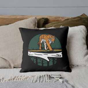 Grafisk Safari Djur Vilda Stora Katt Tiger Svart Kudde
