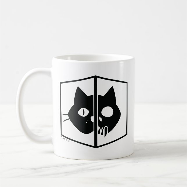 Grafisk Schrödinger katt Kaffemugg (Vänster)
