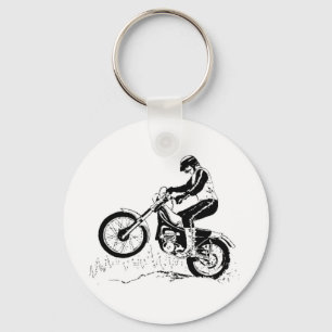 Grafisk Silhouette för Dirtbike ryttaresvart Nyckelring