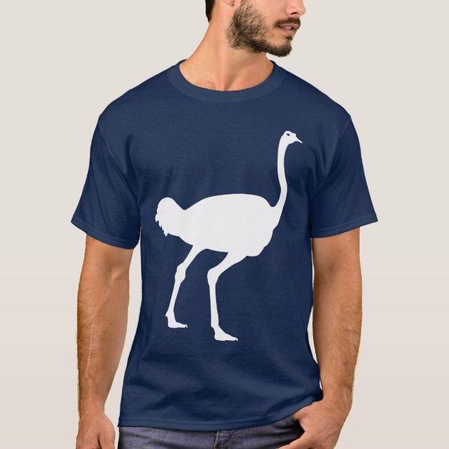 Grafisk Silhouette för vitOstrichfågel Tee Shirt (Framsida)