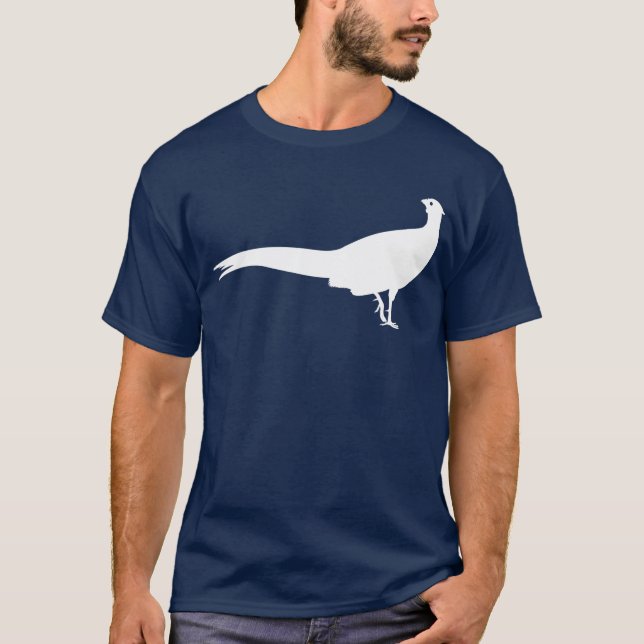 Grafisk Silhouette för vitPheasantfågel T Shirt (Framsida)