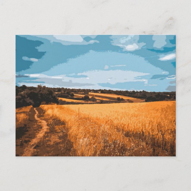 Grafisk sommarfält Landskapsvy av landsväg Vykort (Framsida)