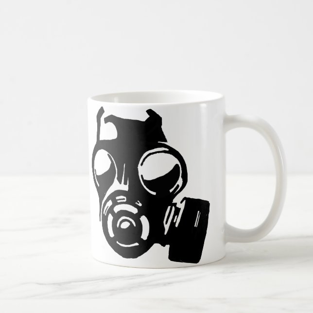 Grafisk stencil-mugg eller resemugg för gasmask kaffemugg (Höger)