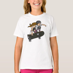 Grafisk T-tröja för Skateboardflicka Tee