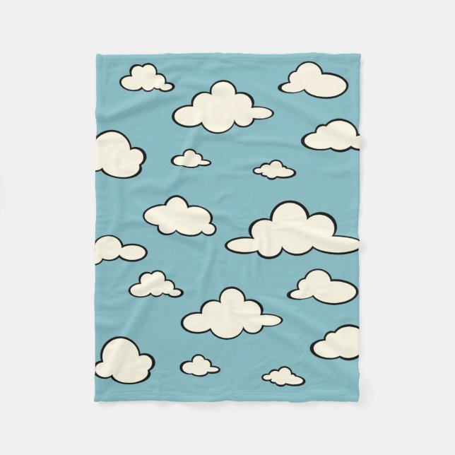 GRAFISK TECKNAD STIL CLOUDS HIMMEL FLEECE BLANKET (Framsidan)