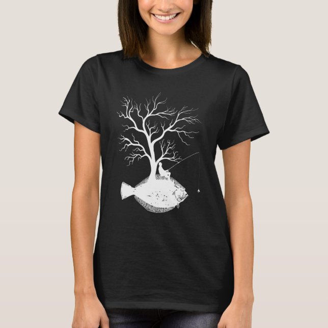 Grafisk Träd Fiskespö Fisk Lycka T Shirt (Framsida)