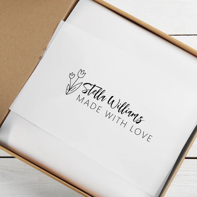 Grafisk tulpanmanus gjord med kärlek stämpel (Graphic Tulip Script Made With Love Rubber Stamp)