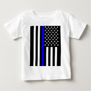 Grafisk tunn blålinjen för amerikan t-shirt