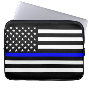 Grafisk tunn blålinjen för US-flagga Laptop Sleeve