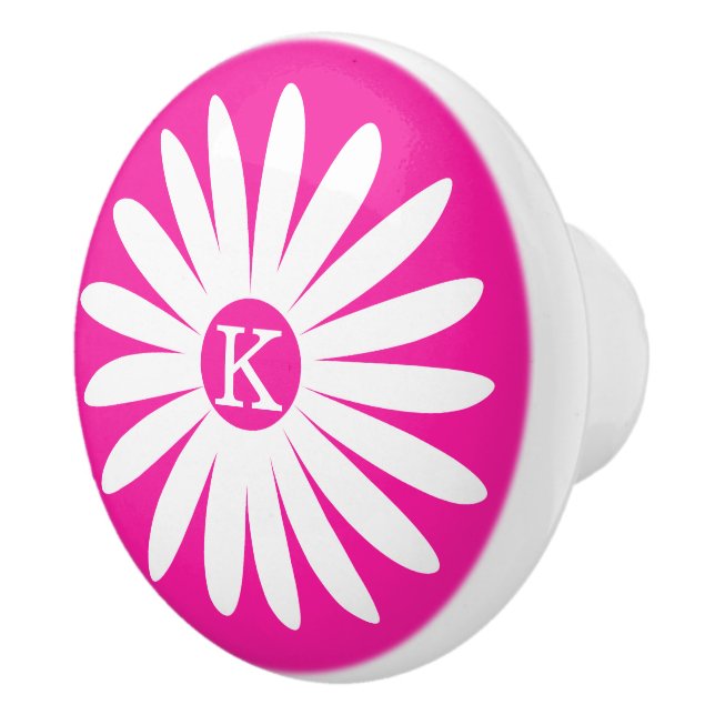 Grafisk tusenskönablomma rosa monogramknapp knopp (Höger)