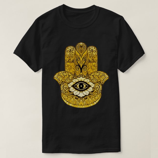 Grafisk utslagsplats för guld- konst för Hamsa T Shirt (Design framsida)