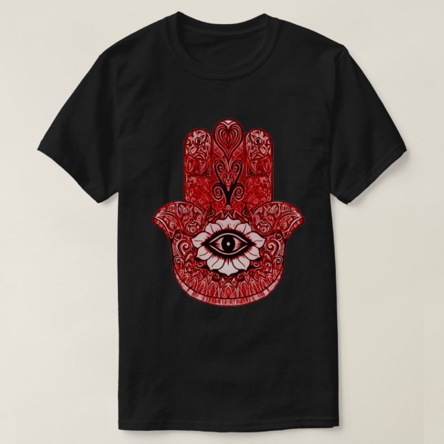 Grafisk utslagsplats för röd konst för Hamsa T Shirt (Design framsida)