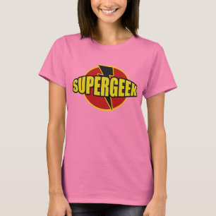 Grafisk UTSLAGSPLATS för roligt SUPERGEEK T-shirt