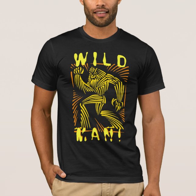Grafisk vildmanWolfMan träsnitt T-shirt (Framsida)