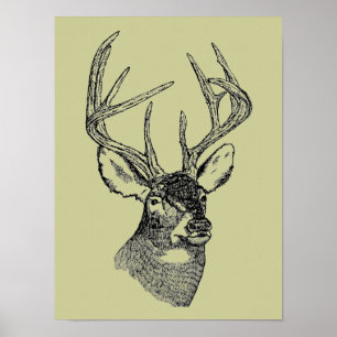 Grafisk vintagehjortkonst poster