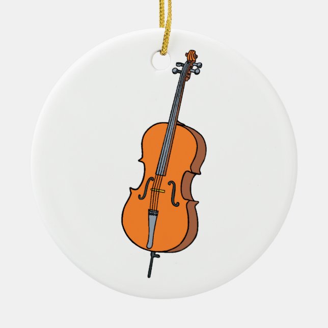 Grafisk violoncell, ViolinCello musikdesign Julgransprydnad Keramik (Framsidan)