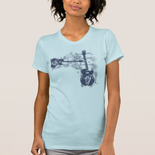 Grafiska 2 blått för gitarr t shirt