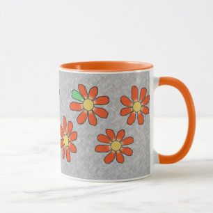 Grafiska blommaorangegrå färg mugg