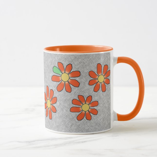 Grafiska blommaorangegrå färg mugg (Höger)