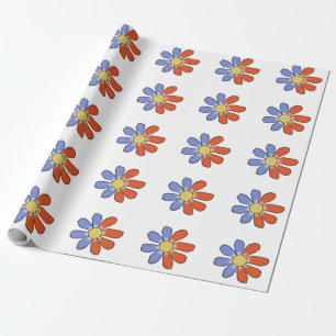 Grafiska blommor delar röda blått på någon fä presentpapper
