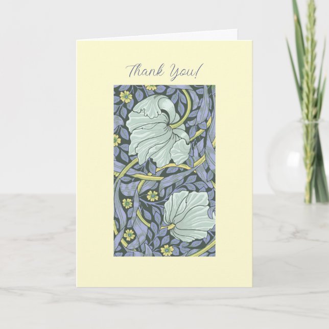 Grafiska blommor konst & din text, blekgul tack kort (Framsida)