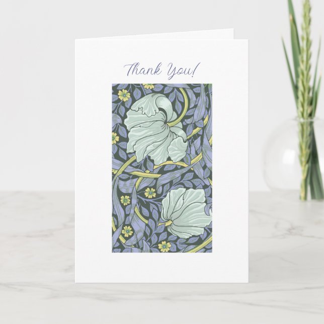 Grafiska blommor konst & din text, vit tack kort (Framsida)