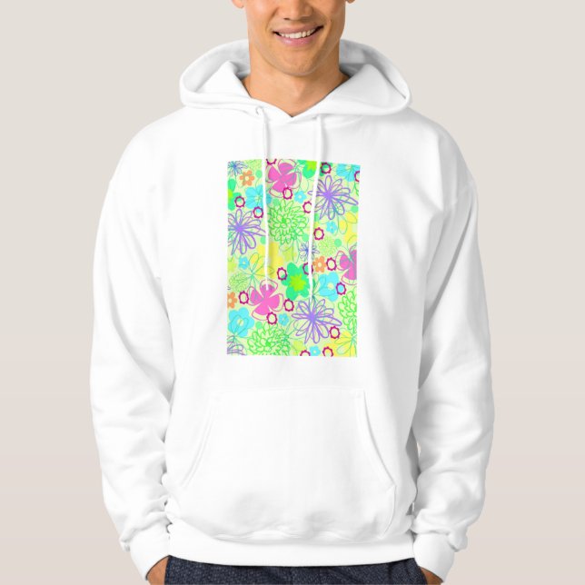 Grafiska blommor tröja med luva (Framsida)