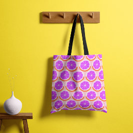 Grafiska Citrus Skivor Rosa Citron Tygkasse