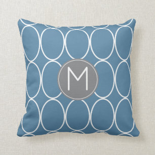 Grafiska designMonogramblått och grått Kudde