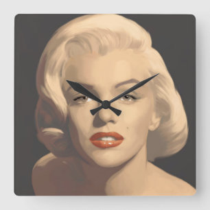 Grafiska gråa Marilyn Fyrkantig Klocka