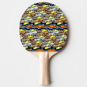 Grafiska katter och fiskens Tecknad Ping Pong Padd Pingisracket