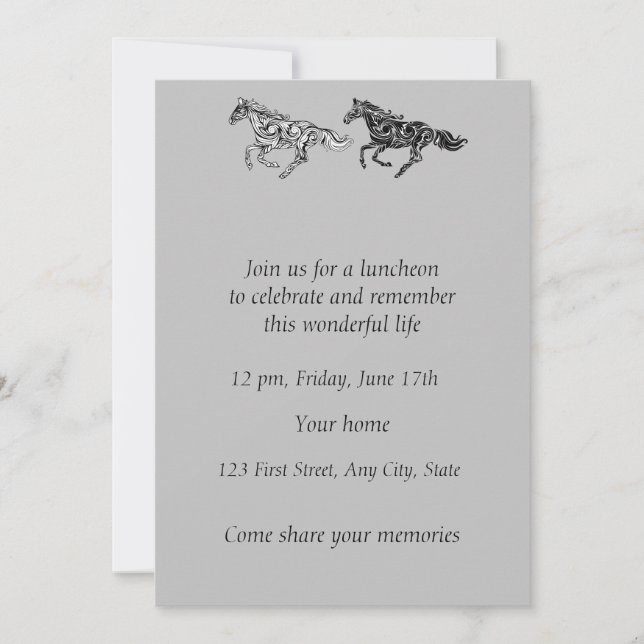 Grafiska konsthästar för Memorial Photo Service Inbjudningar (Framsida)