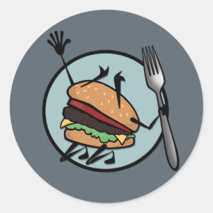 GRAFISKA RUNDMATTENSTICKARE FÖR FUNNY CHEESEBURGER RUNT KLISTERMÄRKE