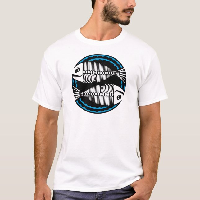 Grafiska spissar fiskskaletoner t-shirt (Framsida)