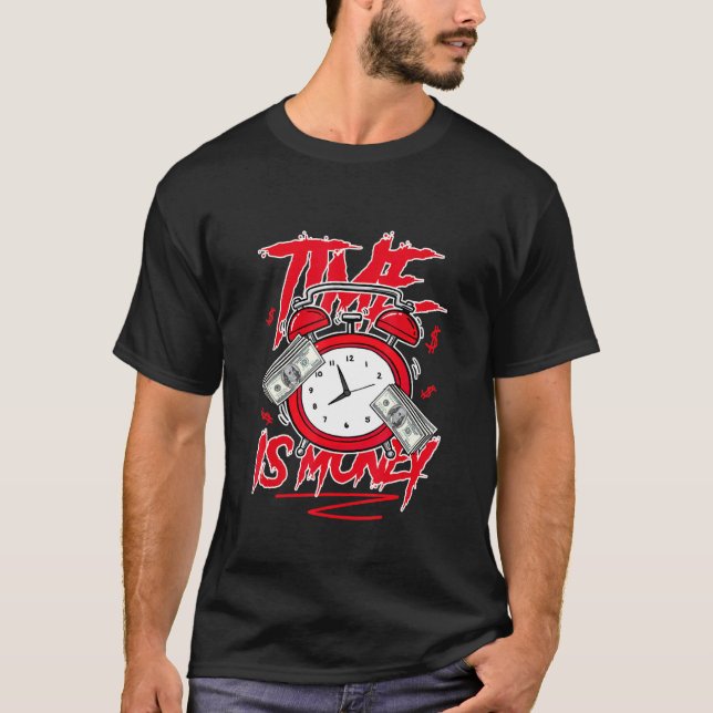 Grafiska t-shirts Time Is Money Sneaker Match 4 Rö (Framsida)