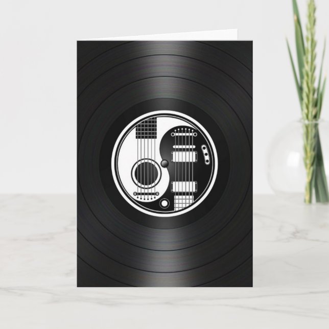 Grafiska vit och svart Yin Yang gitarrvinyl Kort (Framsida)