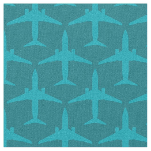 Grafiskt flygplan i akvablå tyg (Närbild)