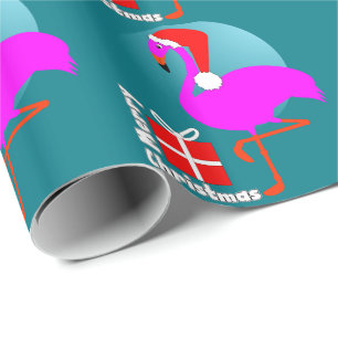Grafiskt för rosa Flamingo för god jul gulligt Presentpapper