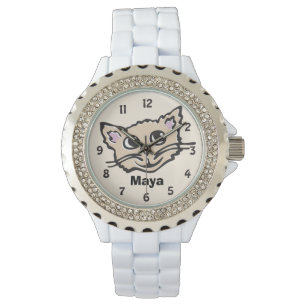 Grafiskt känt armbandsur för rolig kattkattunge