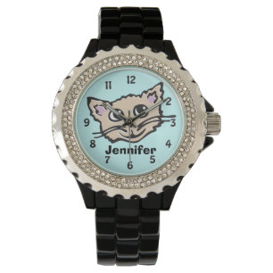 Grafiskt känt armbandsur för rolig kattunge för