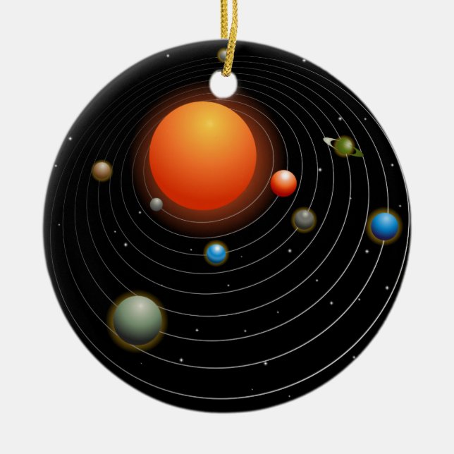 Grafiskt sol- system julgransprydnad keramik (Framsidan)