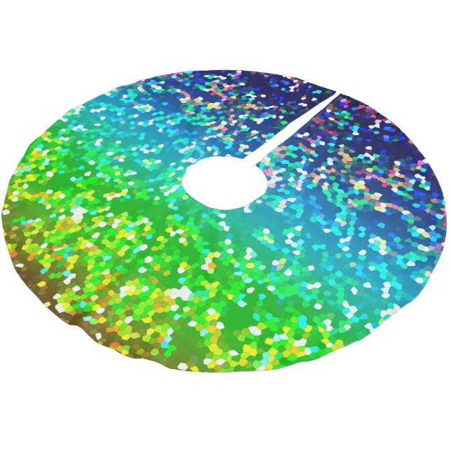 Grafiskt trädkjolglitter julgransmatta borstad polyester (Vinklad)