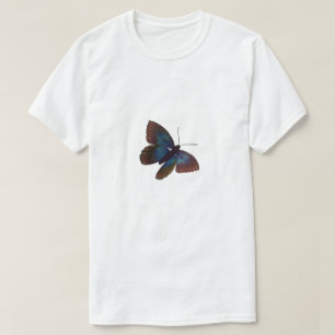 Grafiskt tryck med blå och svart fjäril t shirt