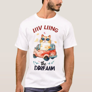 Grafiskt tryckt basic t-shirt för män med kattälsk