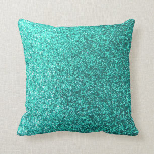 Grafiskt turkosfauxglitter kudde