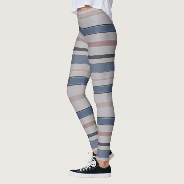 Grafiskt Vågrät Linjer med Anpassningsbar Färg Leggings (Vänster)