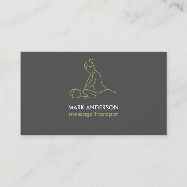 Grafitgrå Massage Terapi Masseuse Spa Visitkort (Framsida)