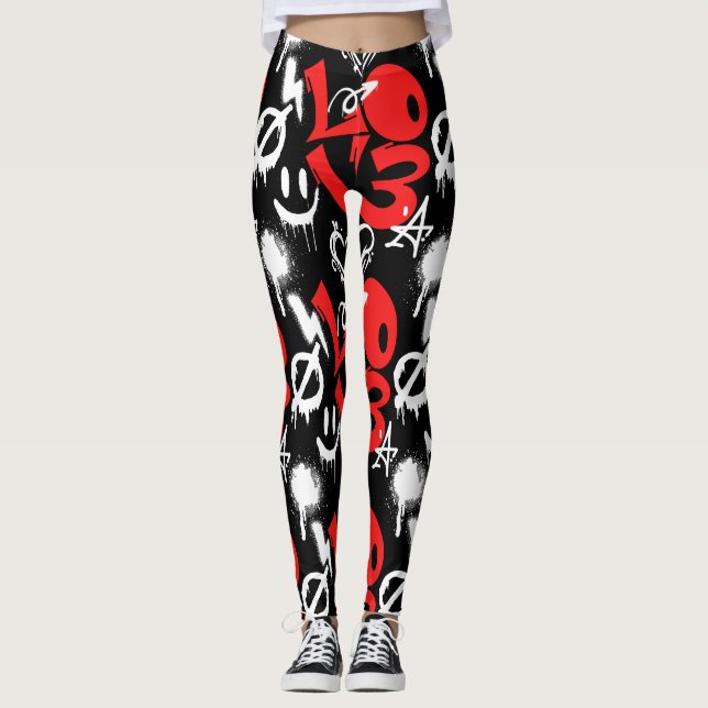 grafiti KÄRLEK B. Black BG Leggings (Framsida)