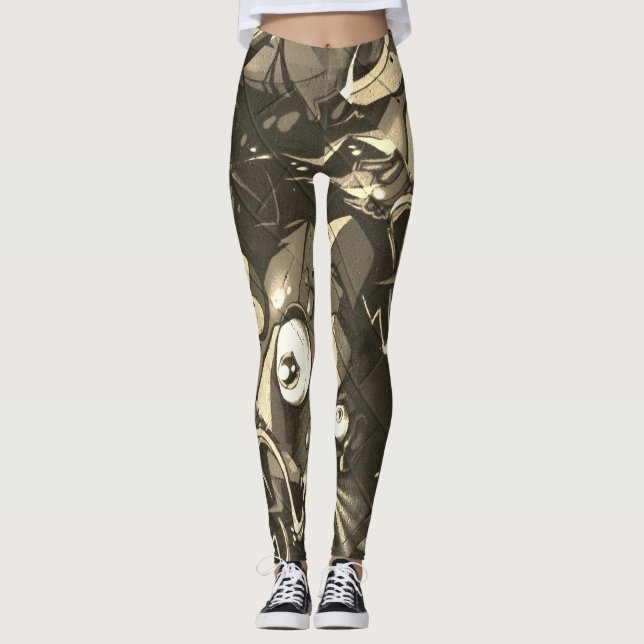 Grafitti abstrakt Camo Leggings (Framsida)